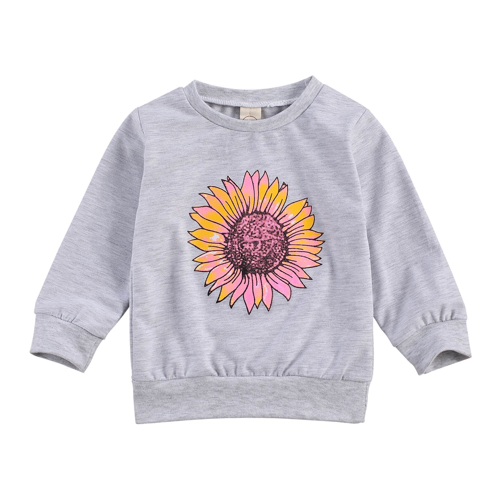 Floral Top Fall Shirt Round Neck Long 