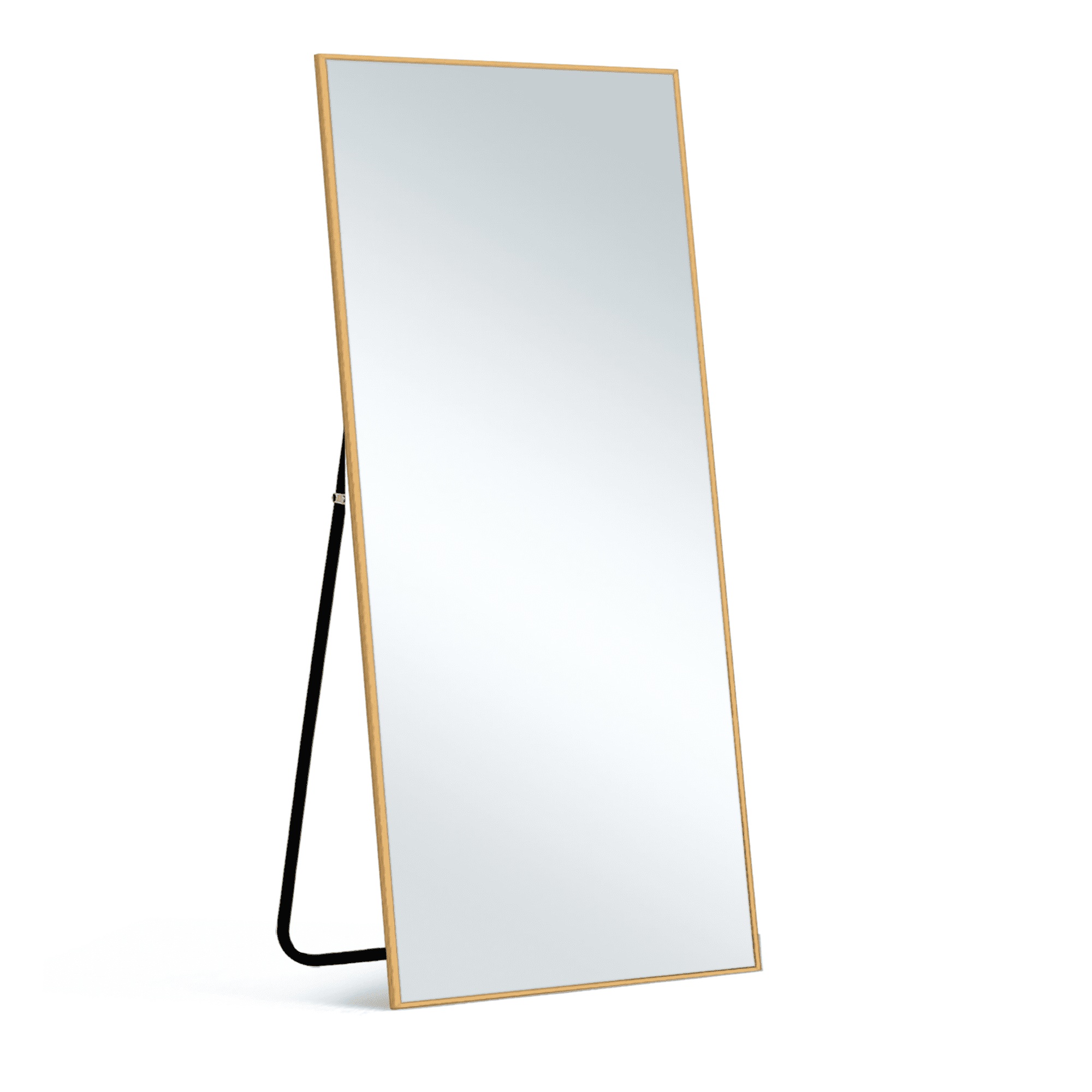 Neutype 51 inchx16 inch Rectangular Full Length Floor Mirror with Stand Gold, Size: 50 x 16