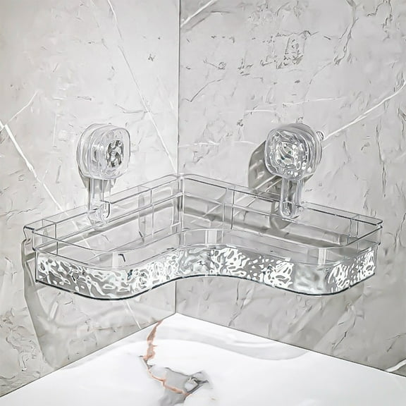 Vadktai Corner Shower Caddy Bathroom Shower Organizer, Suction Cup Shower Shelf No Drill Clear Wall Caddy Removable Storage Rack for Bathroom, Dorm and Kitchen