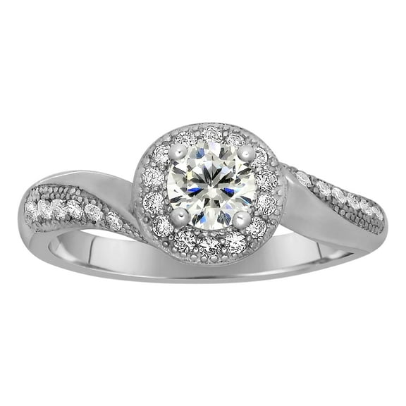 Antique 1.50 Carat Round Diamond and Man made diamond moissanite Engagement Ring for Her Sterling Silver with 18k Gold Plating
