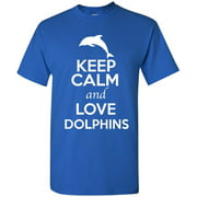 Keep Calm and Love Dolphins Animal Lover Adult T-Shirt Tee