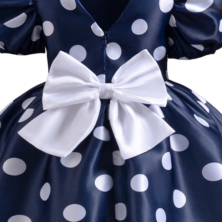 blue polka dot dress costume Kid's Navy Polka Dot Dress main image 1