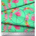 thumbnail image 3 of Soimoi Polyester Crepe Fabric Floral Wreath & Flamingo Bird Printed Fabric 1 Yard 42 Inch Wide, 3 of 5
