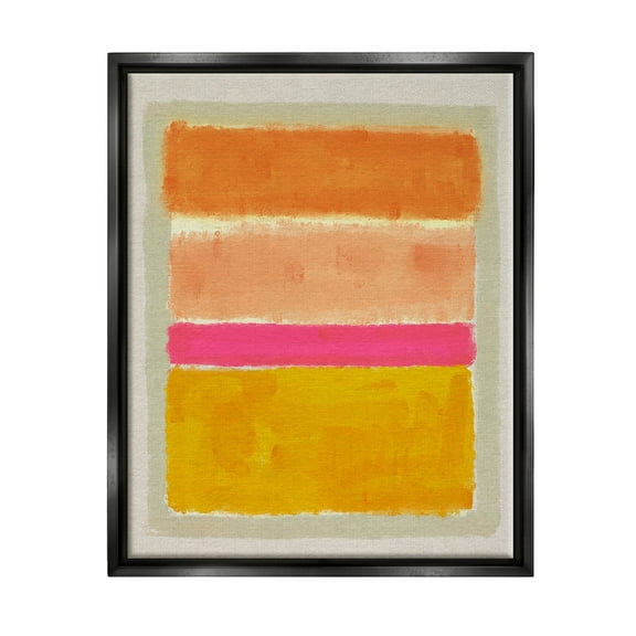 Stupell Industries Abstract Blocked Square Forms Painting Jet Black Floating Framed Canvas Print Wall Art, Design by Victoria Barnes