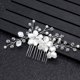 thumbnail image 1 of Nvzi Horquillas para el pelo de boda con flores para novias, peinetas con perlas de cristal, pinzas para el pelo, accesorios para el pelo de boda dorados, joyas plateadas, 1 of 5