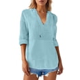 thumbnail image 2 of Womens Tops Long Sleeve Casual Loose Fit Shirt Relaxed Blouse Spring Summer Outfits Top Basic Tees XL, 2 of 7