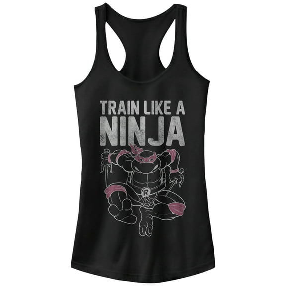 Junior's Teenage Mutant Ninja Turtles Train Like a Ninja  Racerback Tank Top Black Small