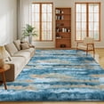thumbnail image 5 of Janvonne 6x9 Soft Fluffy Area Rugs, Non Slip Floor Mat, Plush Fuzzy Shaggy Floor Rugs for Living Room Bedroom Modern Decor Carpet, Abstract Blue and Yellow, 5 of 8