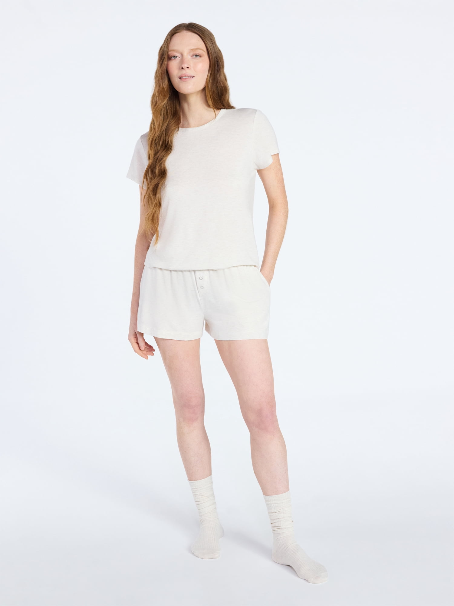 Joyspun Women’s Scoop Neck Sleepwear Modal Tee with Short Sleeves, Sizes S-3X