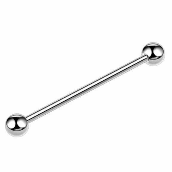 XIRQI Surgical Steel Long Straight Barbell Tongue Bar Piercing Tragus Eyebrow 14g (1.6mm) Steel Color 34mm