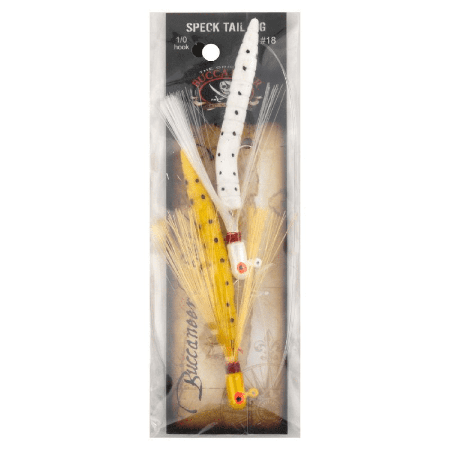 (2 pack) Buccaneer Rig Lure, White & Yellow Speck Tail, 1/8 oz, 2 Pack