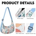 thumbnail image 4 of Corduroy Shoulder Bag with Floral and Hummingbird Illustration Adjustable Strap Compact and Portable Perfect for Spring and Summer Outings, 4 of 5