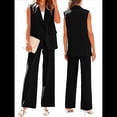 thumbnail image 2 of Conjuntos de 2 Piezas para Mujer: Chaleco Sin Mangas y Pantalón , Conjunto de Blazer Informal de Negocios. Negro S, 2 of 7