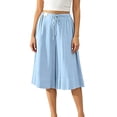 thumbnail image 2 of Karight Women's High Waisted Wide Leg Culottes with Drawstring Casual Loose Fit Cropped Pants with Pockets, 2 of 9