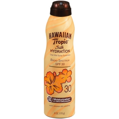 Hawaiian Tropic Silk Hydration Clear Mist Spray Sunscreen Broad Spectrum SPF 30 - 6 Ounces