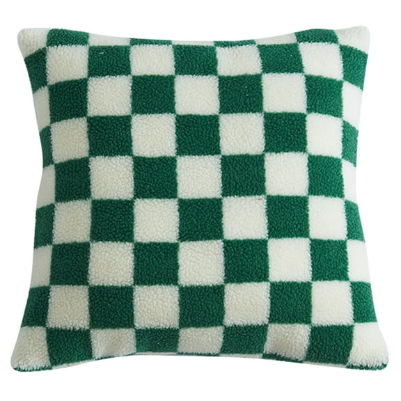 Fusipu Throw Pillow Case Ultra Soft Home Decoration Short Plush Checkerboard Plaid Sofa Pillow Cushion Cover Home Supplies