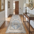thumbnail image 3 of Toyoso 3x7 Modern Medallion Area Rug, Wide Runner Carpet, 0.25 inch Thin Machine Washable Indoor Rug for Laundry Room and Kitchen, Non Slip Utility Runner, Light Blue, 3 of 9