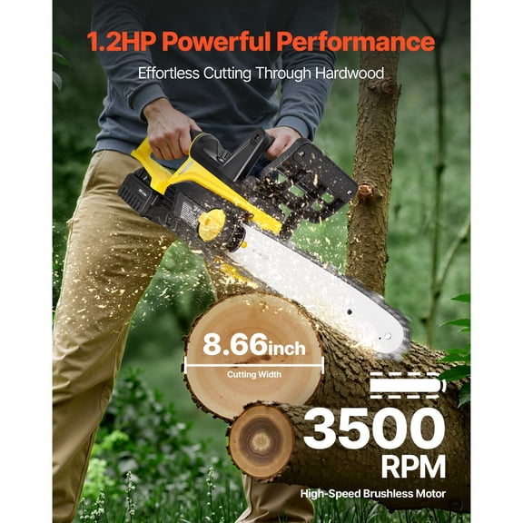 Cordless Chainsaw,20V 12-"Brushless Chainsaw Battery Powered,4.0Ah Battery&Rapid Charger Included,Handheld Electric Chain Saw for Tree Felling,Wood Cutting,Pruning,and Trimming