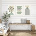 thumbnail image 4 of Sage Green Boho Wall Art Set of 3, Minimalist Framed Wall Art Geometric Line Leaf Beige Green Canvas Artwork Paintings, Abstract Botanical Boho Room Decor, Office, 12"x16", 4 of 6