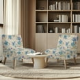 thumbnail image 3 of ZIATUBLES Small Armless Couch Slipcover Soft Accent Chair Cover Stretch Spandex Slipper Chair Slipcover Machine Washable Soft Furniture Protector Cover Decor, Retro Hummingbird Flower Blue, 3 of 7
