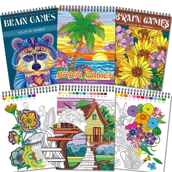 Libros para colorear Kalysky Colorea por números para adultos, 3 temas, 60 págs.