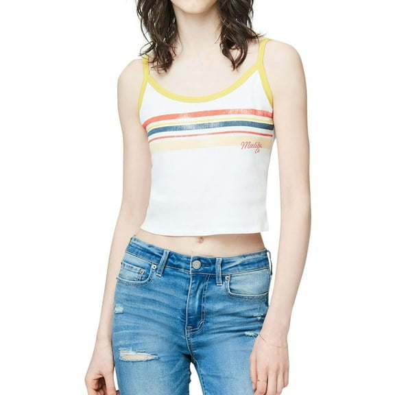Aeropostale Womens Stripe Tank Top, White, Juniors, Large