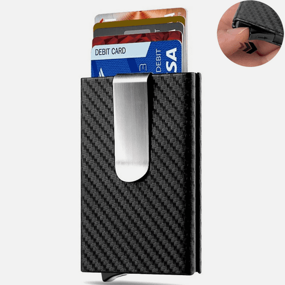 Men's Slim RFID Blocking Wallet - Carbon Fiber Credit Card Holder Wallet.