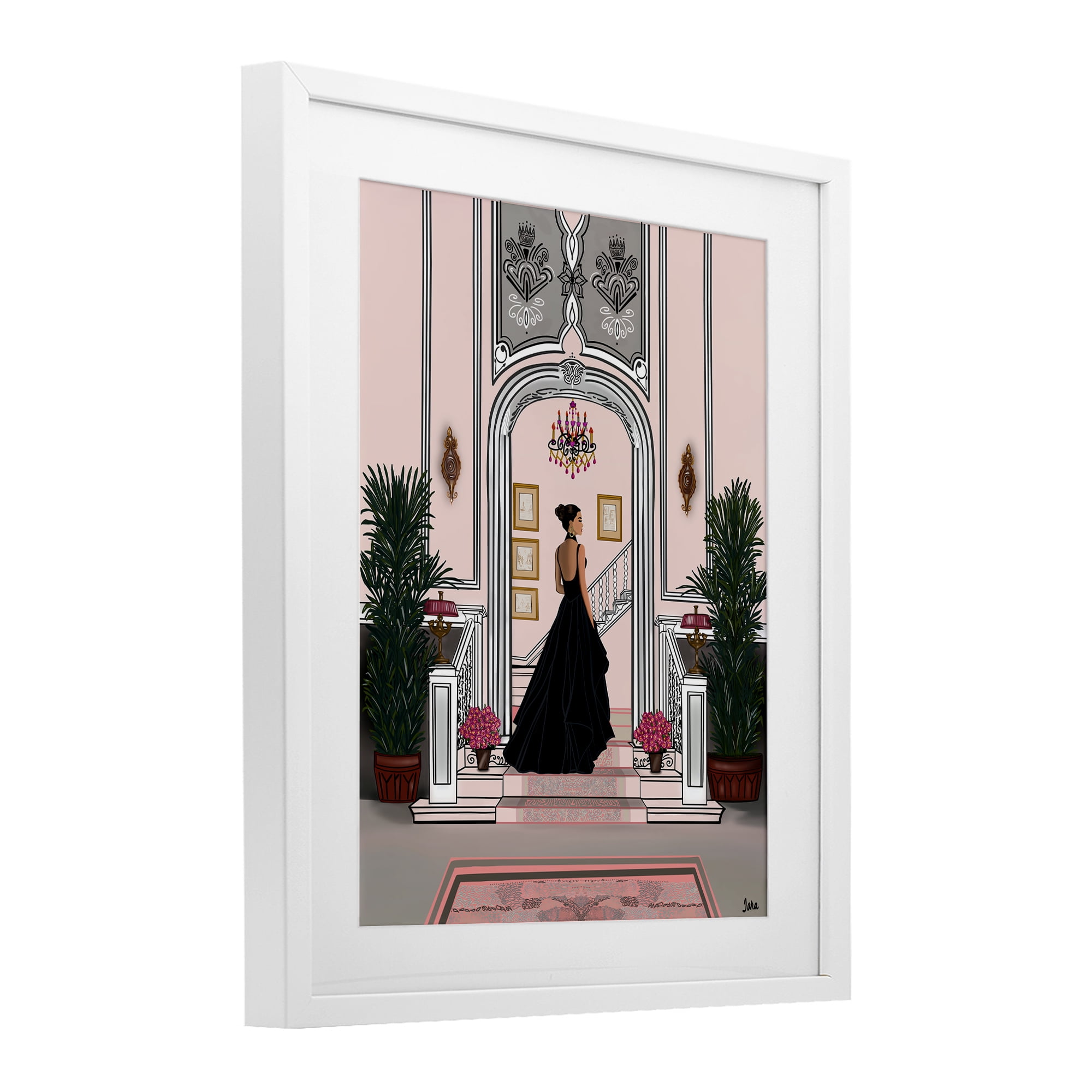 Stupell Industries Mansion Girl in Gown White Framed Print Under Glass, design by Tara Boone