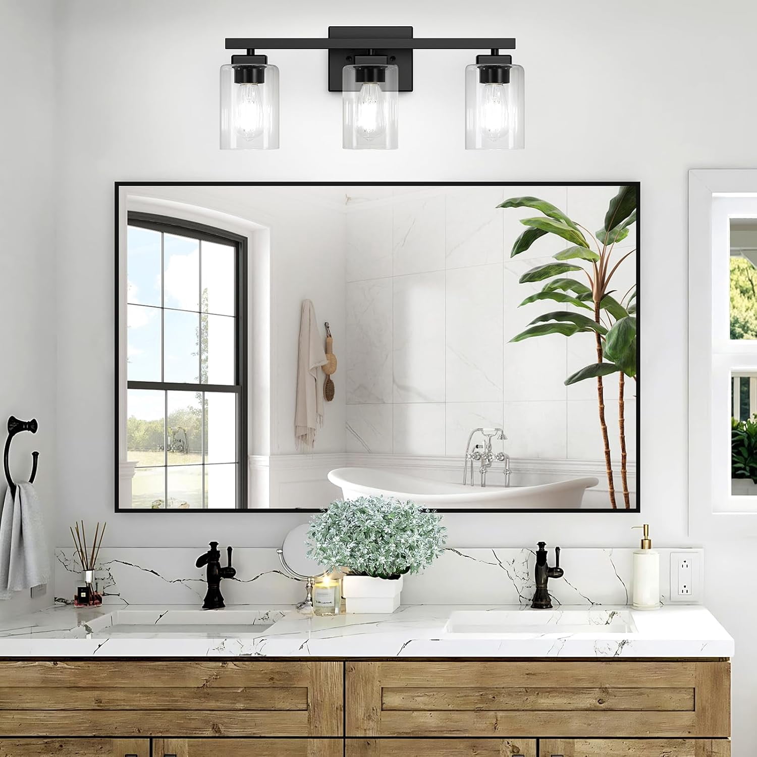 Nordic Hygge 19" 3-Light Bathroom Light Fixture, Black