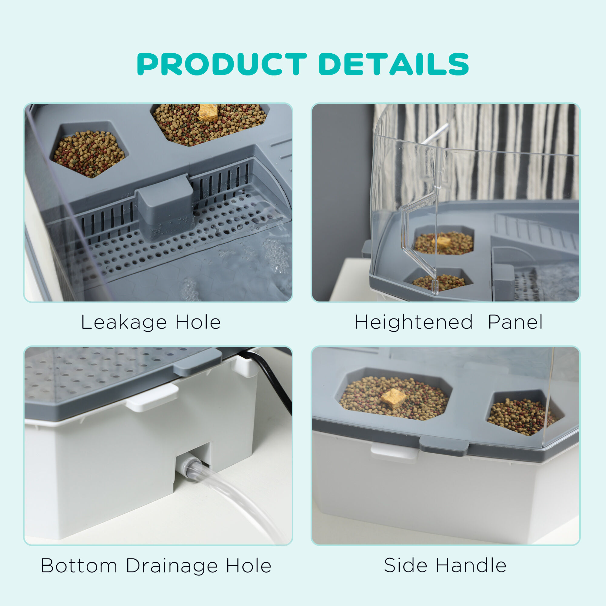Turtle Tank Kit with Basking Platform - 24.5" Reptile Aquarium with Water Pump & 3-Layer Filtration System, White Habitat for Small Turtles