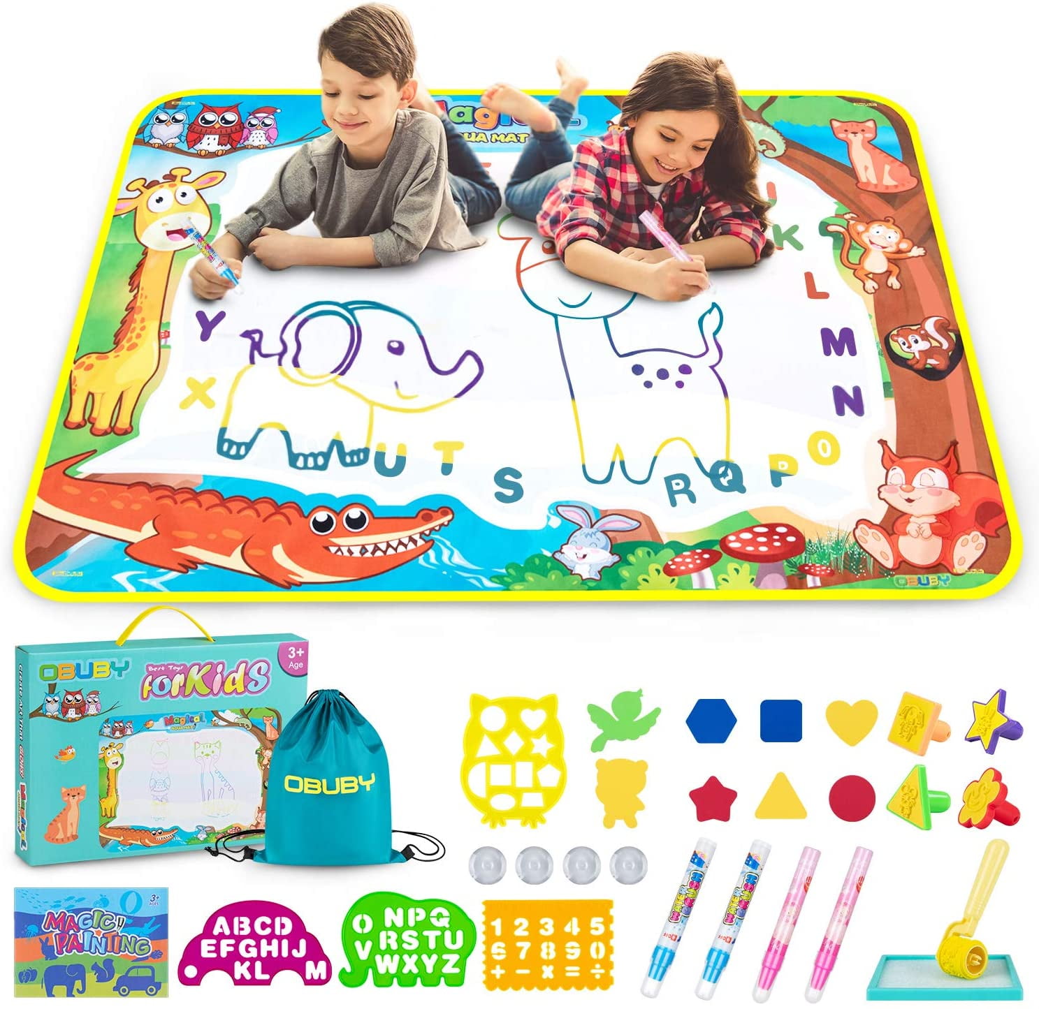 Funny Water Drawing Writting Magic Doodle Mat Boards Pen Kids Boy Girl Toys Gift 