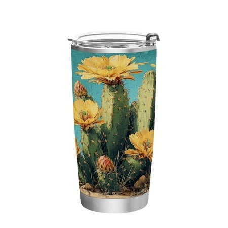 

20oz Straw Mugs with Handle and Straw Lid Sports Mugs Car Mugs Beautiful Cactus