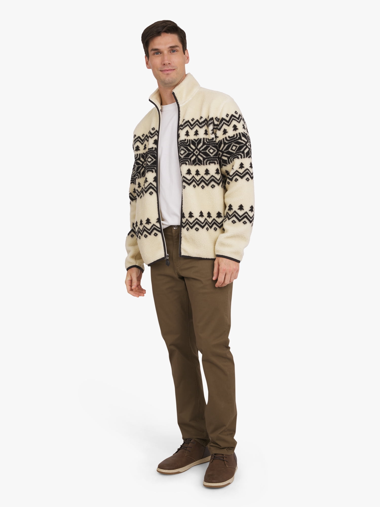 Chaps Men's & Big Men's High Pile Printed Plaid Sherpa Jacket, Sizes S-3XL