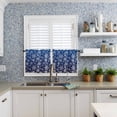 thumbnail image 6 of Christmas Snowflowers Kitchen Curtains and Valances Set, Winter White Blue Retro Decoration Rod Pocket Window Valance Window Curtain Panels for Living Room Bedroom Laundry, 27.5x24in, 3 Pieces, 6 of 7