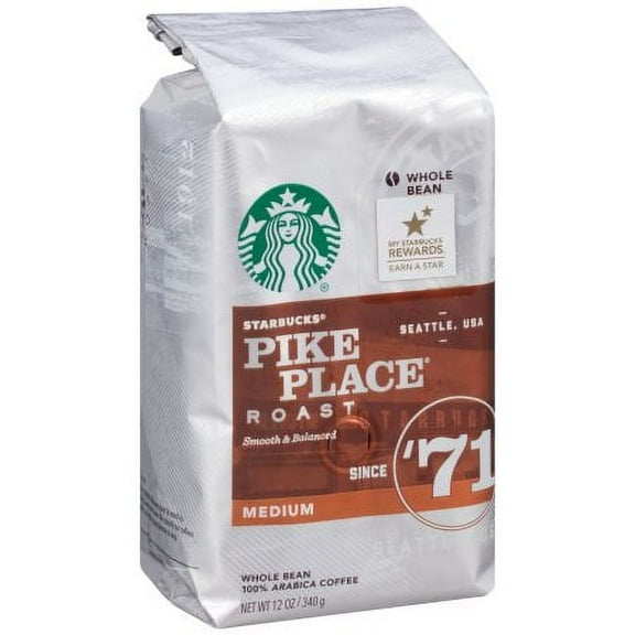 Starbucks Pike Place Roast Medium Roast Whole Bean Coffee (Pack of 20)