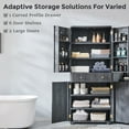 thumbnail image 4 of IFGET 71" Tall Bathroom Storage Cabinet, with Drawer and 4 Doors, Modern Curved Bathroom Cabinet for Small Spaces, Grey, 4 of 6