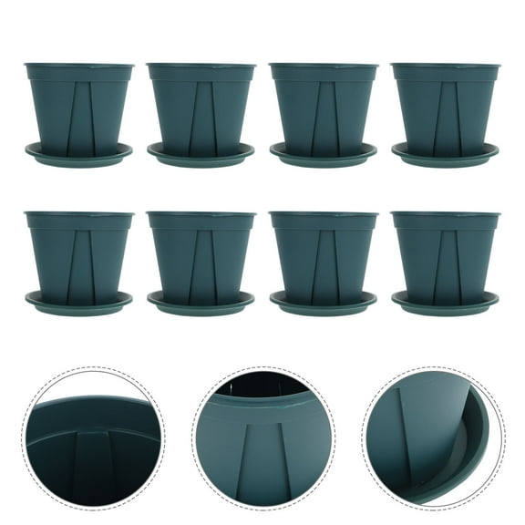 Uonlytech Planting Containers Green Plastic for Small Flowers and Herbs 8Sets