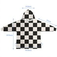 thumbnail image 7 of Black and White Checkered Pattern Blanket Hoodies for Kids 6-13YR Oversize Wearable Blanket Hoodies for Boys Girls Teens, 7 of 7