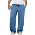 thumbnail image 2 of Dwellite Baggy Sweatpants Men Wide Leg Lounge Pants with Pockets Soft Drawstring Waist Open Bottom Joggers for Gym Travel Blue 2XL, 2 of 7