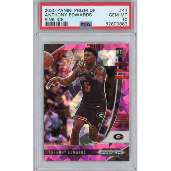Graded 2020-21 Panini Prizm DP Draft Picks Anthony Edwards #41 Pink Ice Rookie RC Basketball Card PSA 10 Gem Mint