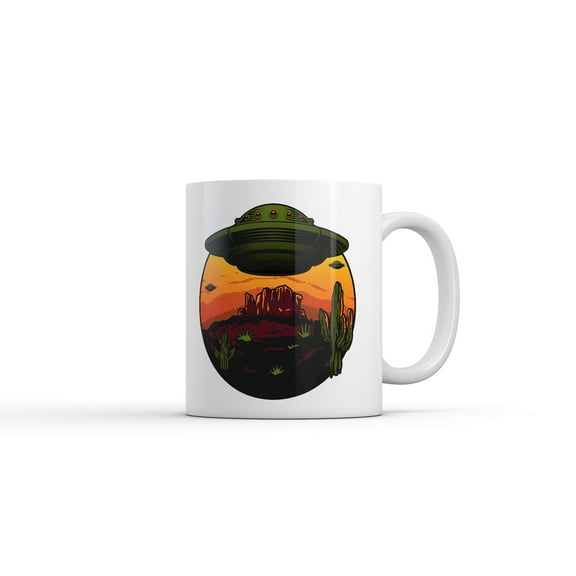 Desert UFOs Mug Funny Sarcastic Alien Graphic Coffee Cup