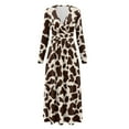 thumbnail image 5 of FKELYI Brown Cow Print Womens Fall Dress Long Sleeve Maxi Dress for Wedding Party Casual Outdoor Cloth V Neck Soft Dresses with Pocket, M, 5 of 6