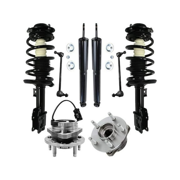 Front and Rear Shock Strut Coil Spring Wheel Hub Kit - Compatible with 2007 - 2009 Saturn Aura 2008