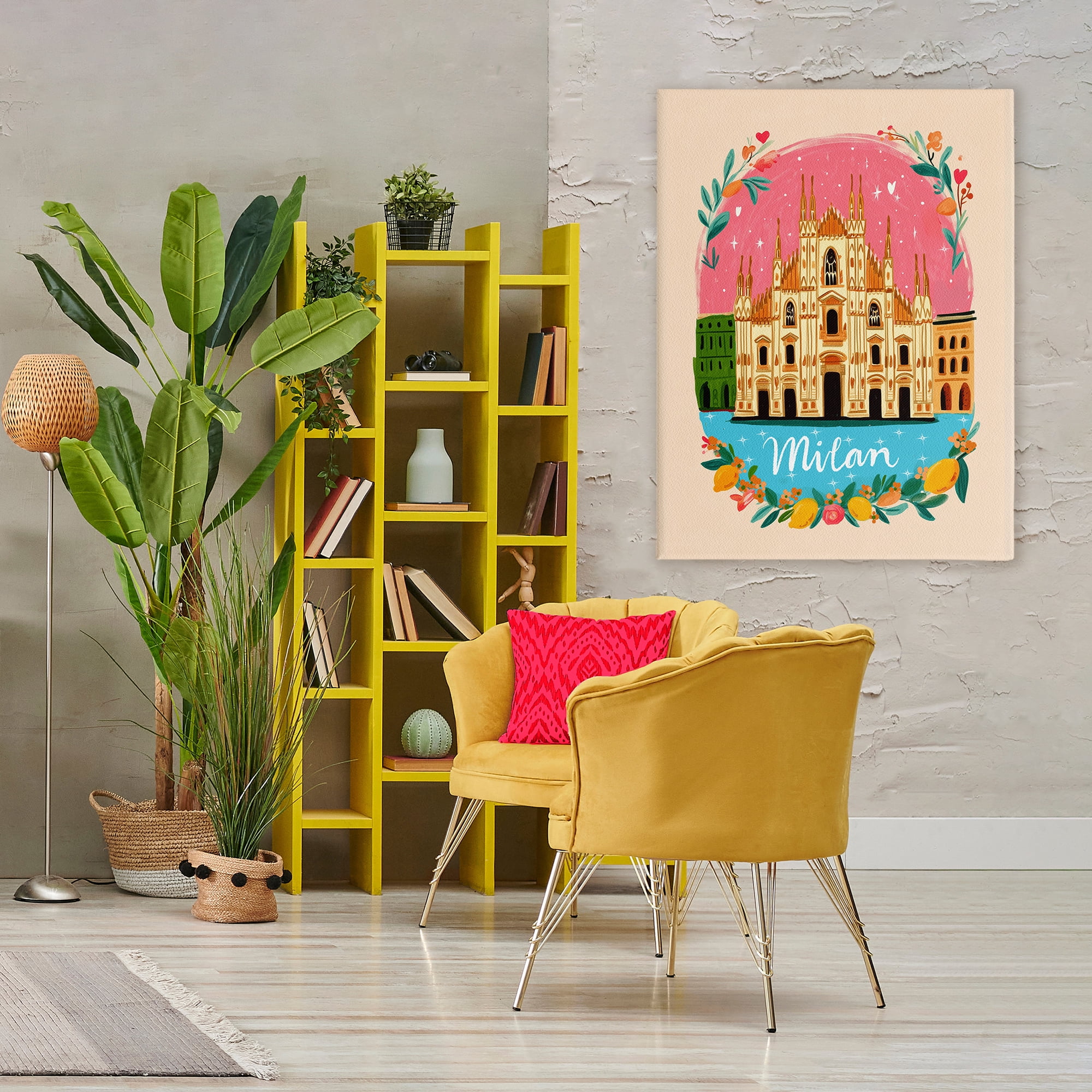Floral Bordered Milan Canvas Wall Art, design by Yen