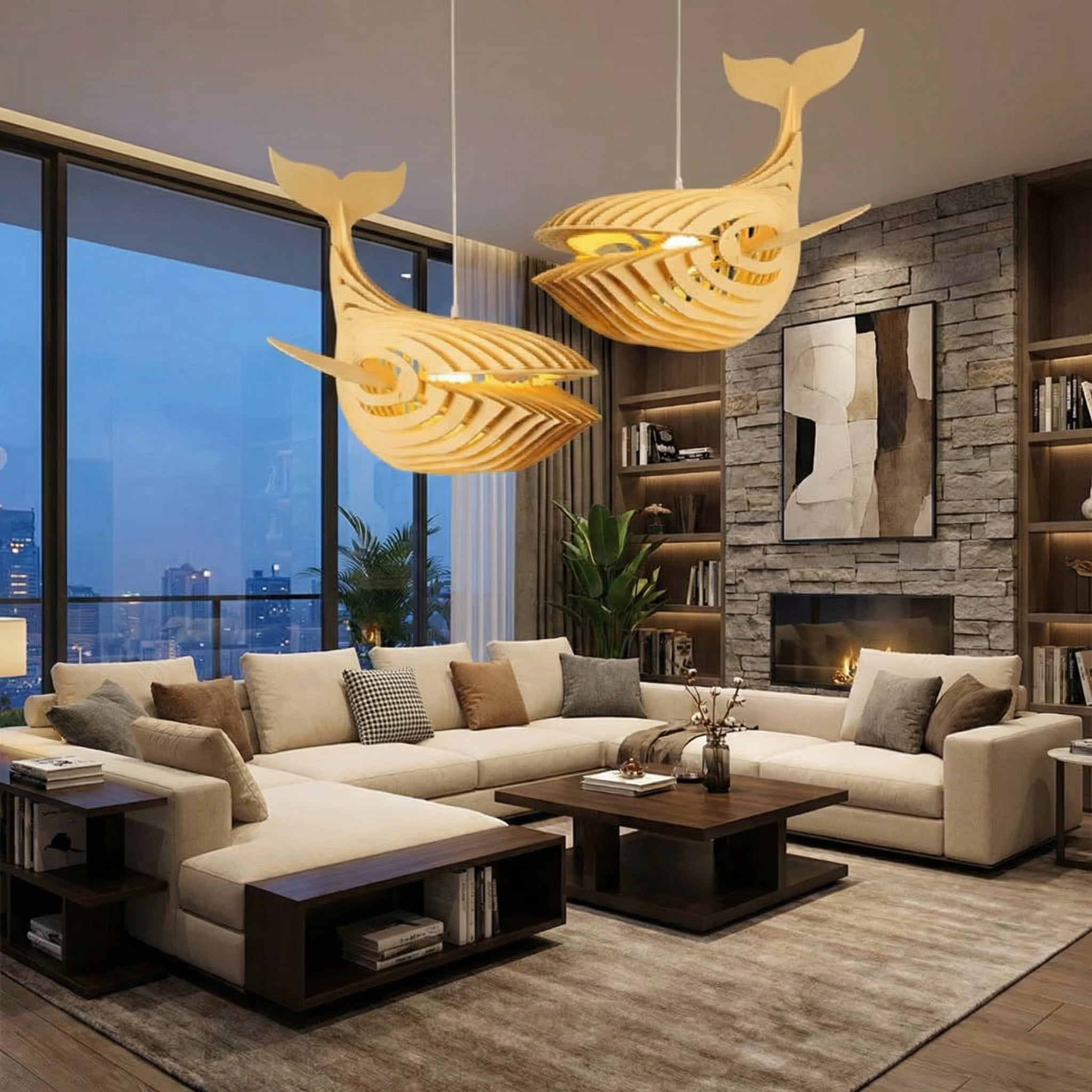 LittleGlovo Laser Cut File Whale lamp wood pendant light fixture DIY shark lampshade hanging shadow lamp