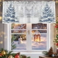 thumbnail image 5 of Rod Pocket Window Valances Winter Christmas Blue Tree Short Kitchen Curtains Snowy Season Snowflakes Window Treatment Drapes for Bedroom Bathroom Living Room 54x18In,1 Panel, 5 of 7
