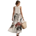 thumbnail image 2 of Xoenoiee Mountain Waterfall Maple Tree Print Summer Dresses for Women 2026, Ink-Wash Sleeveless Crewneck Maxi Dress with Pockets, Cotton Linen Loose Fit Sundress for Beach Vacation Resort Wear, XL, 2 of 7