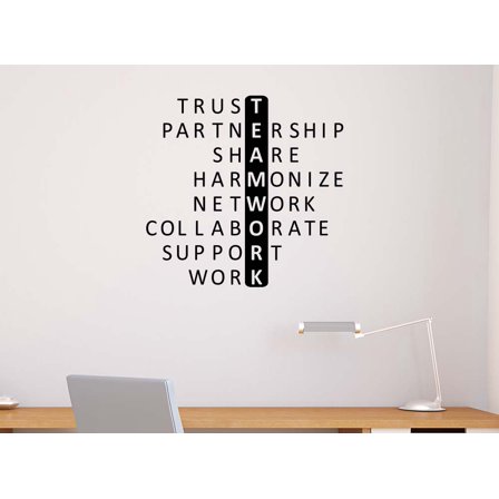 Teamwork Trust Partnership Share Harmonize Office Quote 23 x 22 Vinyl Wall Quote Sticker Motivational Calligraphy Decorative Beautiful Custom Lettering