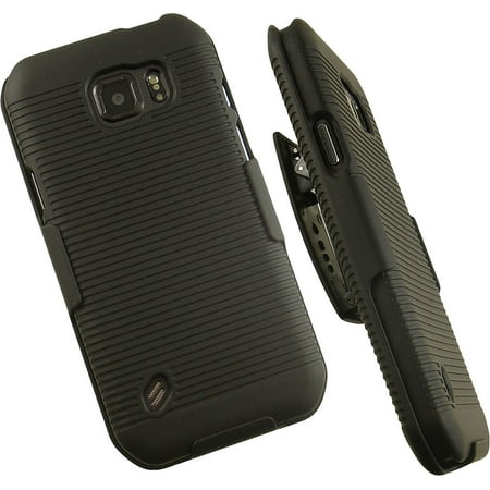 Galaxy S6 Active Clip Case, Nakedcellphone Black Kickstand Cover + Belt Clip Holster for Samsung Galaxy S6 Active