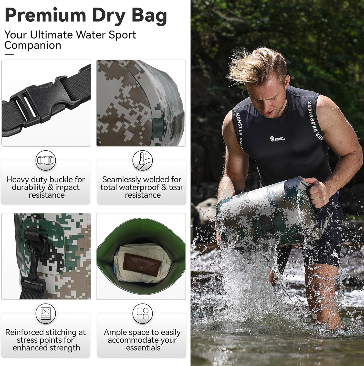 Floating Waterproof Dry Bag Backpack 5L/10L/20L/30L/40L, Roll Top Sack Keeps Gear for Kayaking, Rafting, Boating, Swimming, Camping, Hiking, Beach, Fishing